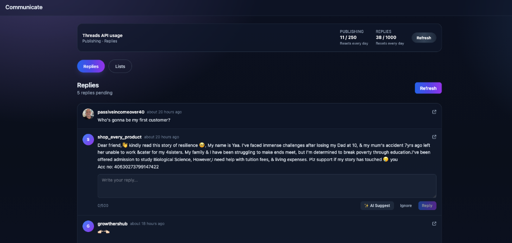 Unified Threads Replies and Engagement Manager